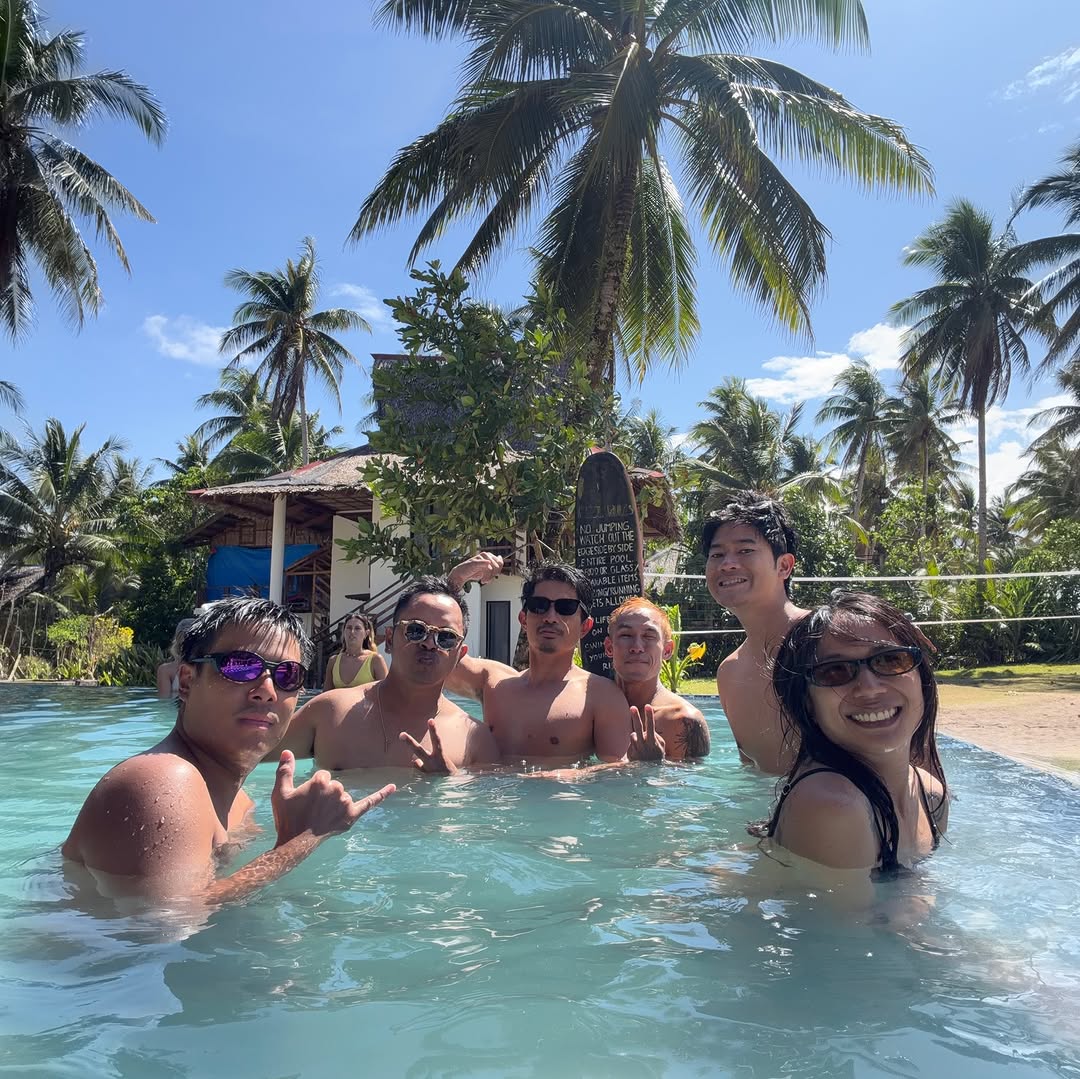 Group of friends in the pool