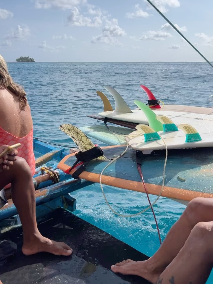 Surfboards loaded on a bangka boat